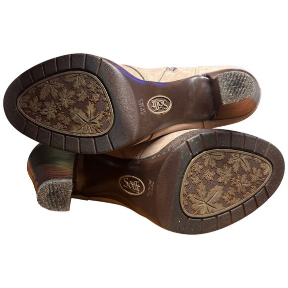 SOFFT Antica Women's 8.5 Leather Stone Taupe Buckle Strap Heeled Ankle Boots - Picture 12 of 15